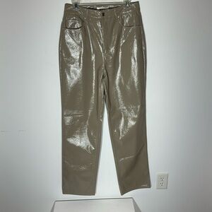 PACSUN Tan Lacquered 90’s Boyfriend Faux Patent Leather High Waist Pants